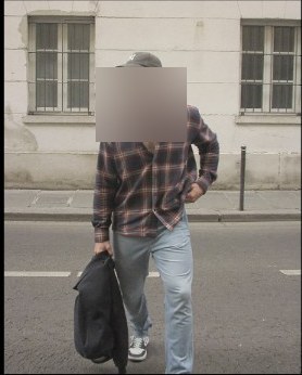 Example candid walk. Face covered.